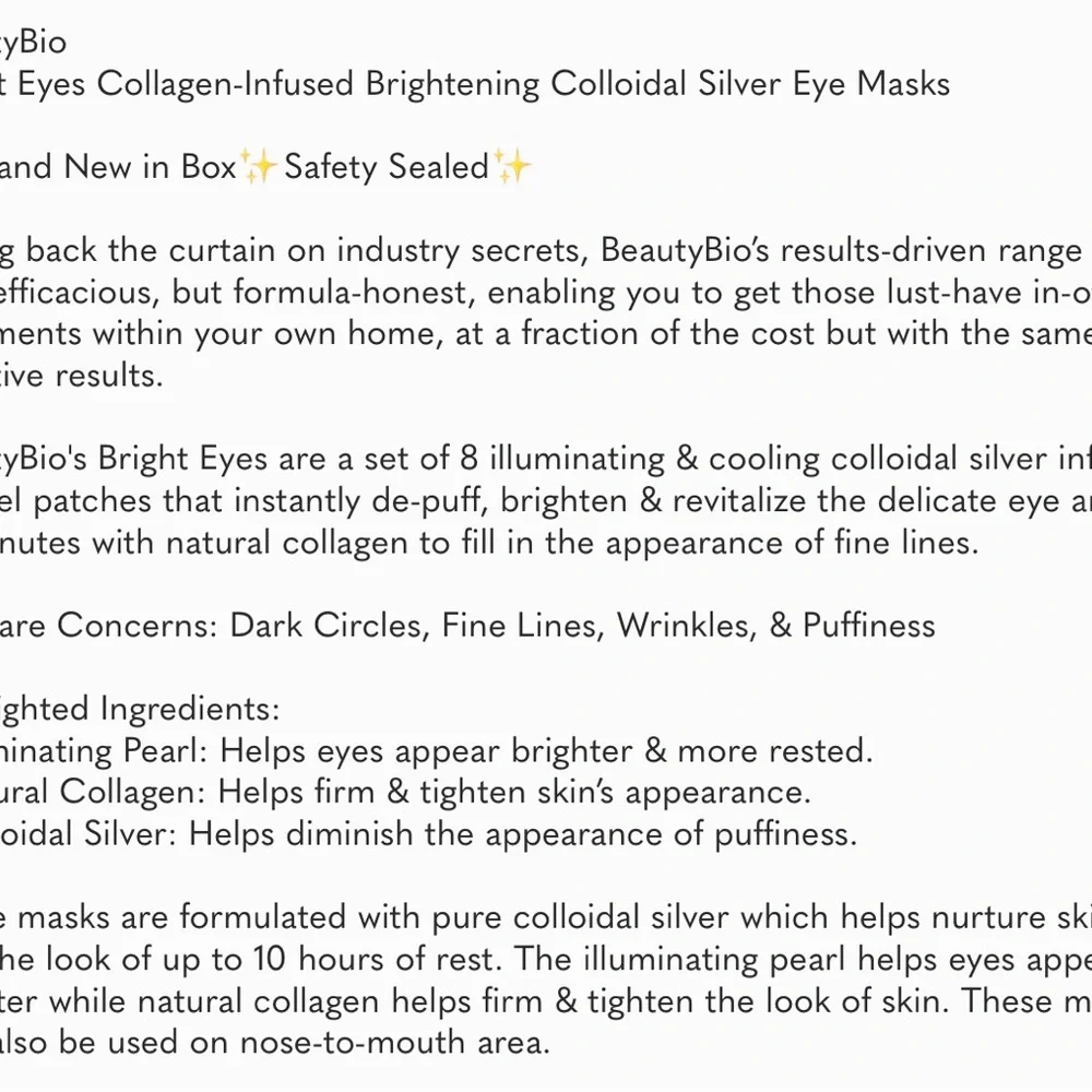 🍋 BEAUTY BIO Bright Eyes Depuffing and brightening gels